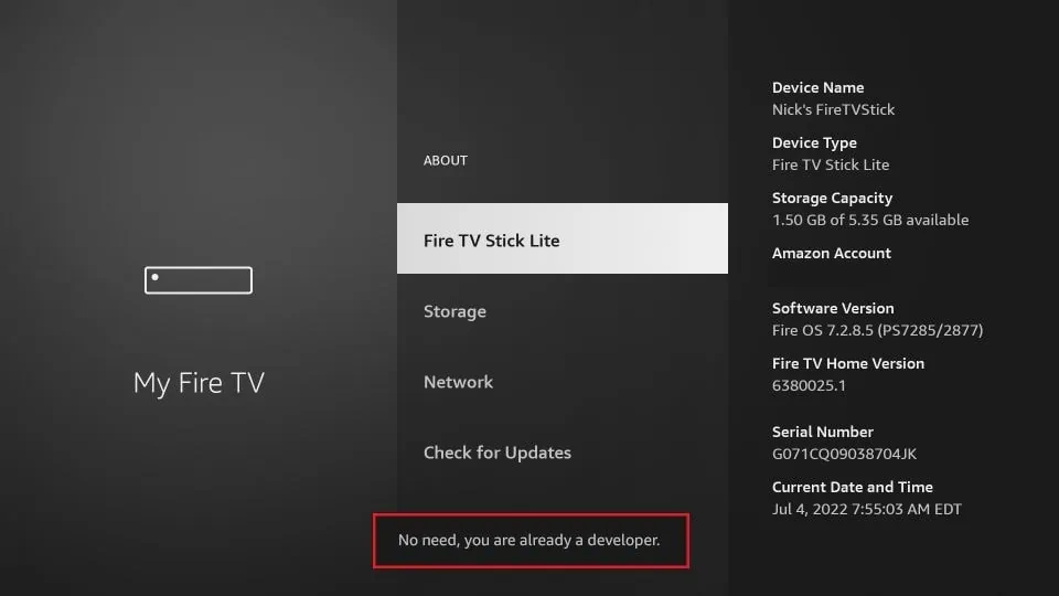 How to Get Developer Options Back on Firestick